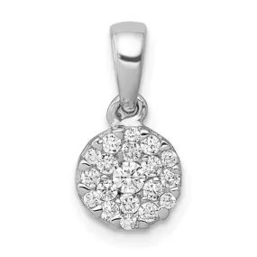 14K White Gold Lab Grown Diamond Circle Cluster Pendants