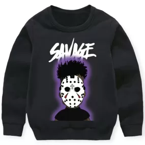 3Forty Inc Kids Savage Mask Crewneck Fleece (Black)