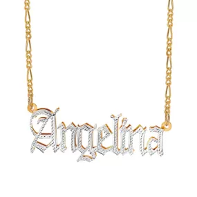 Double Plated Name Necklace Angelina with Figaro chain