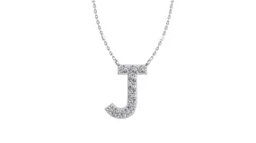 Initial J Diamond Pendant 14K Gold DIP010