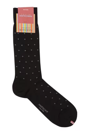 Marcoliani Black Polka Dot Pima Cotton Socks